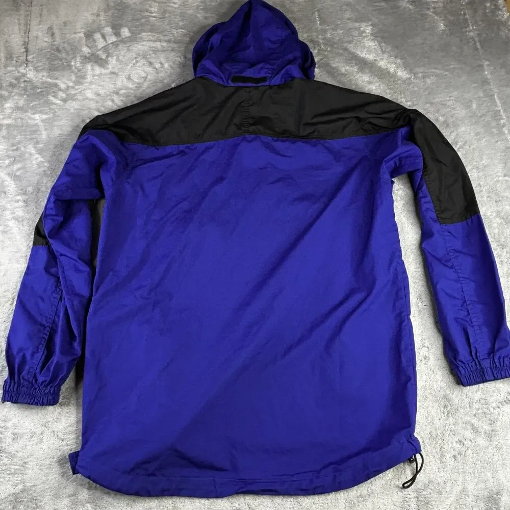 North Face Pullover Jacket Mens Medium Blue Black Stow Pocket Hooded Outdoors‎